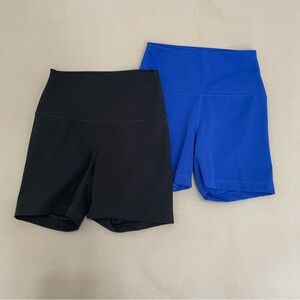 Yogalicious Lux set 2 Black and Blue biker compression Shorts small